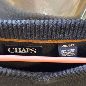 Chaps Black Sweater with Brown Elbow Patches